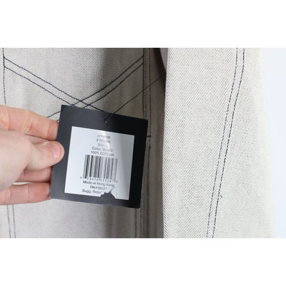 NOS Vtg 90s Marithe Francois Girbaud Mens Large Baggy Denim Trucker Jacket White - Picture 8 of 14